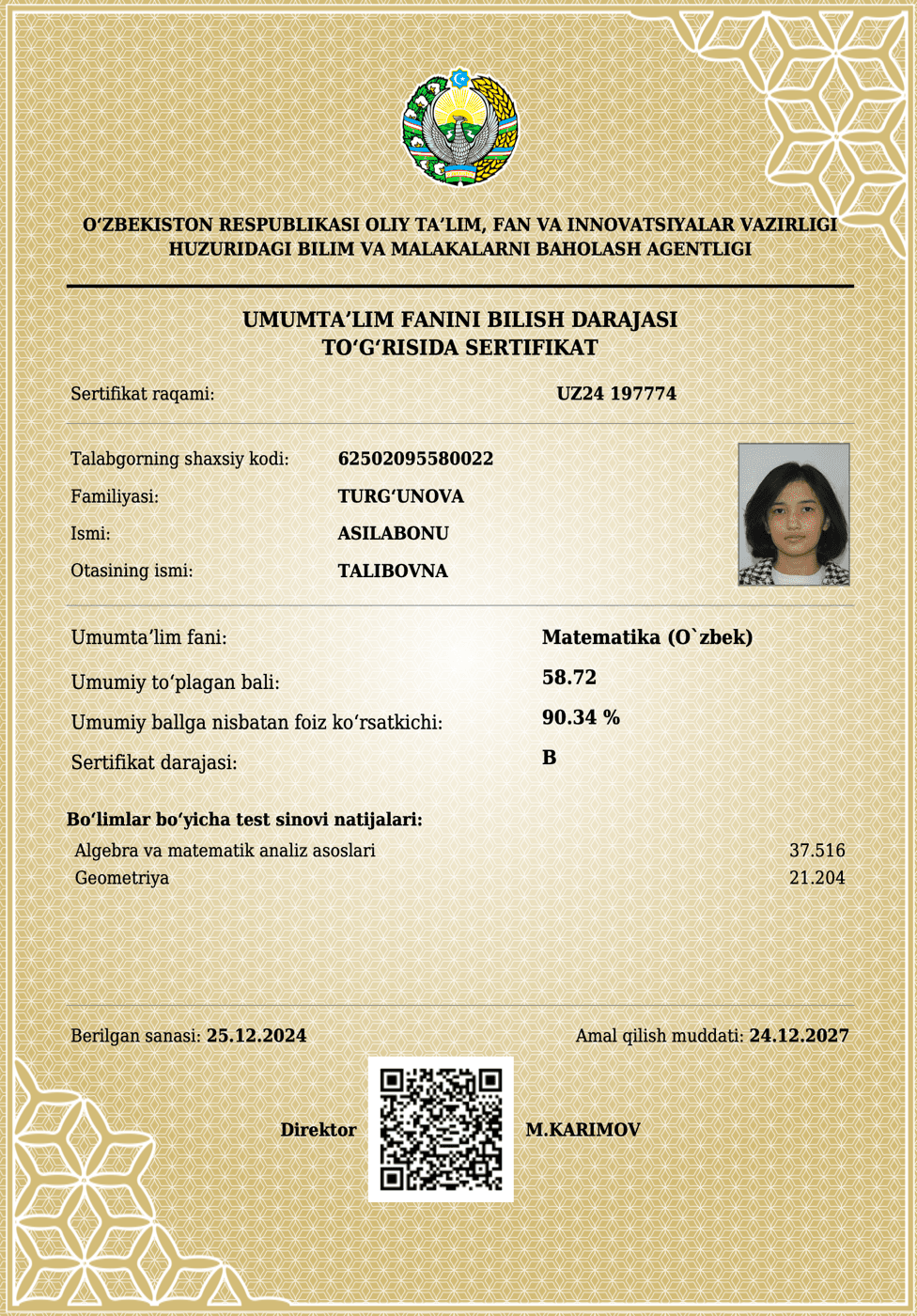 Matematika bo‘yicha sertifikat 11